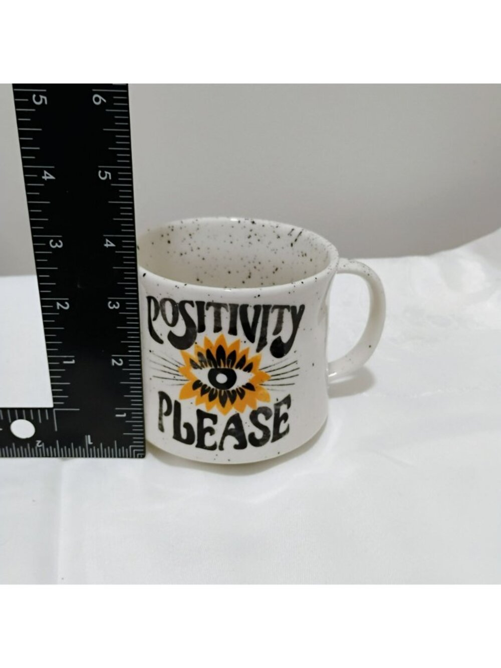 Positivity Please Mug By Anthropologie Dazey LA Speckled Ceramic Coffee Cup - Picture 7 of 7